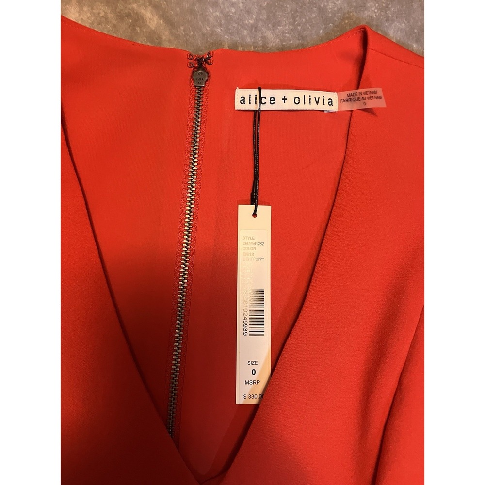 Alice Olivia Classic Dress Party V Red Bodycon Women's 0 Romantic‎ Spring NWT - Picture 4 of 12